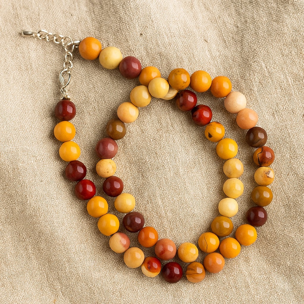 Natural Mookaite 8 MM Round Smooth Beads Necklace (1 of 8)