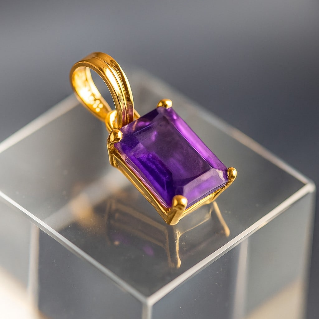 NATURAL AMETHYST GEMSTONE 14KT YELLOW GOLD HANDMADE PENDANT JEWELRY: NATURAL AMETHYST GEMSTONE 14KT YELLOW GOLD HANDMADE PENDANT JEWELRY GEMSTONE : AMETHYST STONE SHAPE : OCTAGON STONE SIZE : 7X5 MM STONE WEIGHT : 0.95 CTS METAL : YELLOW GOLD METAL PURITY : 14 KT