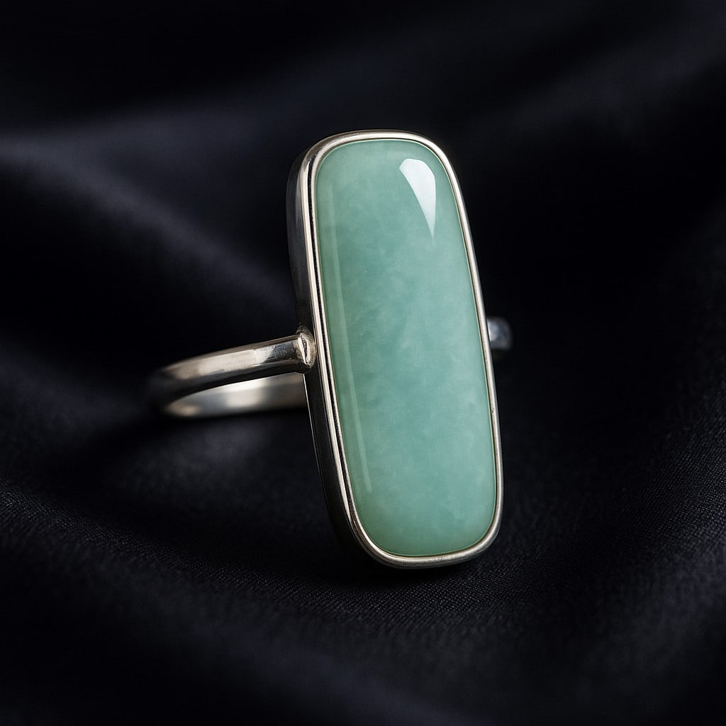 AMAZONITE 925 STERLING SILVER RING: AMAZONITE 925 STERLING SILVER RING Product Type : RING Main Stone : AMAZONITE Main Stone Shape : OCTAGON Main Stone Size : 27X11 MM Main Stone Color : AQUA Metal : STERLING SILVER Metal Purity : 925 R