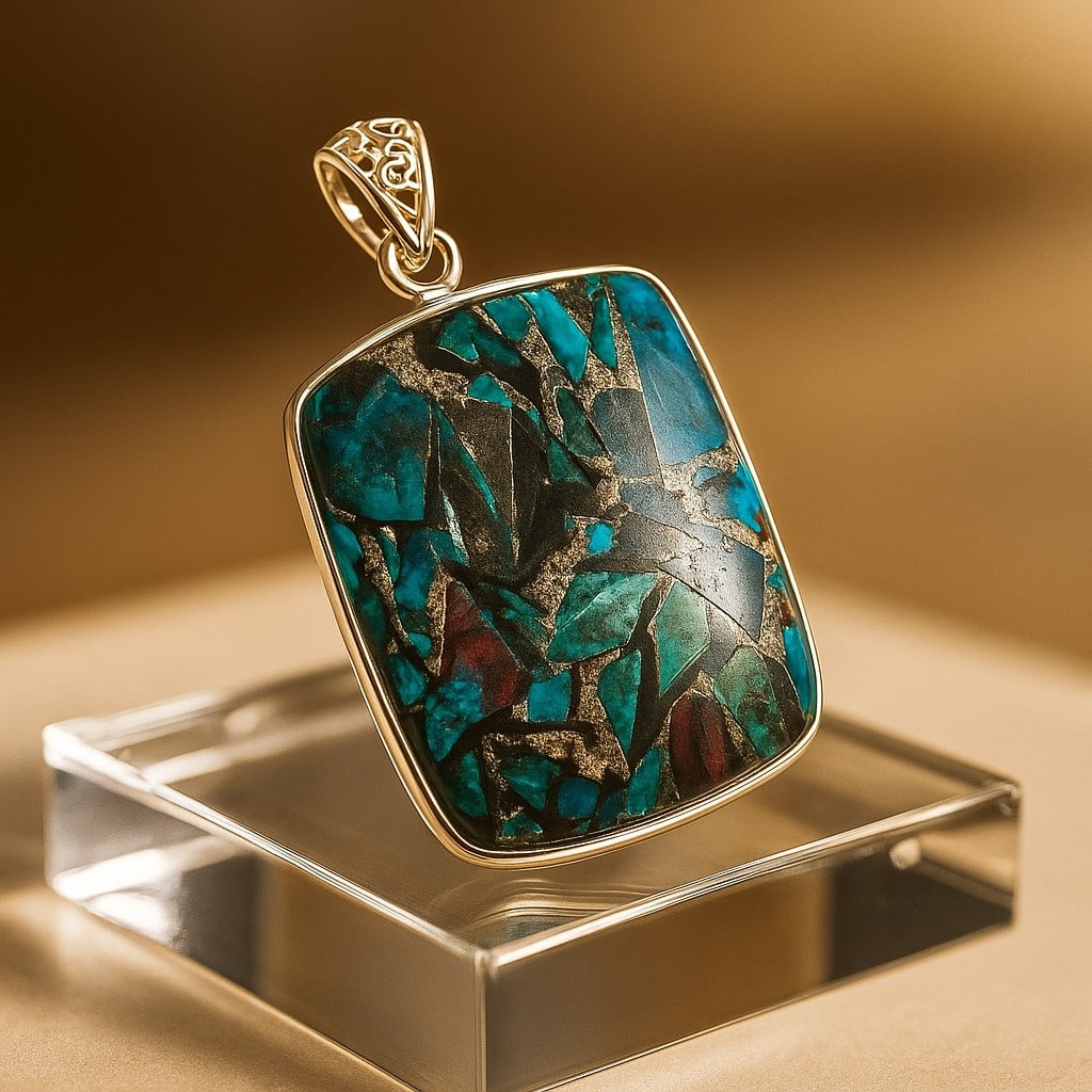 COPPER CHRYSOCOLLA 925 STERLING SILVER PENDANT (1 of 3)