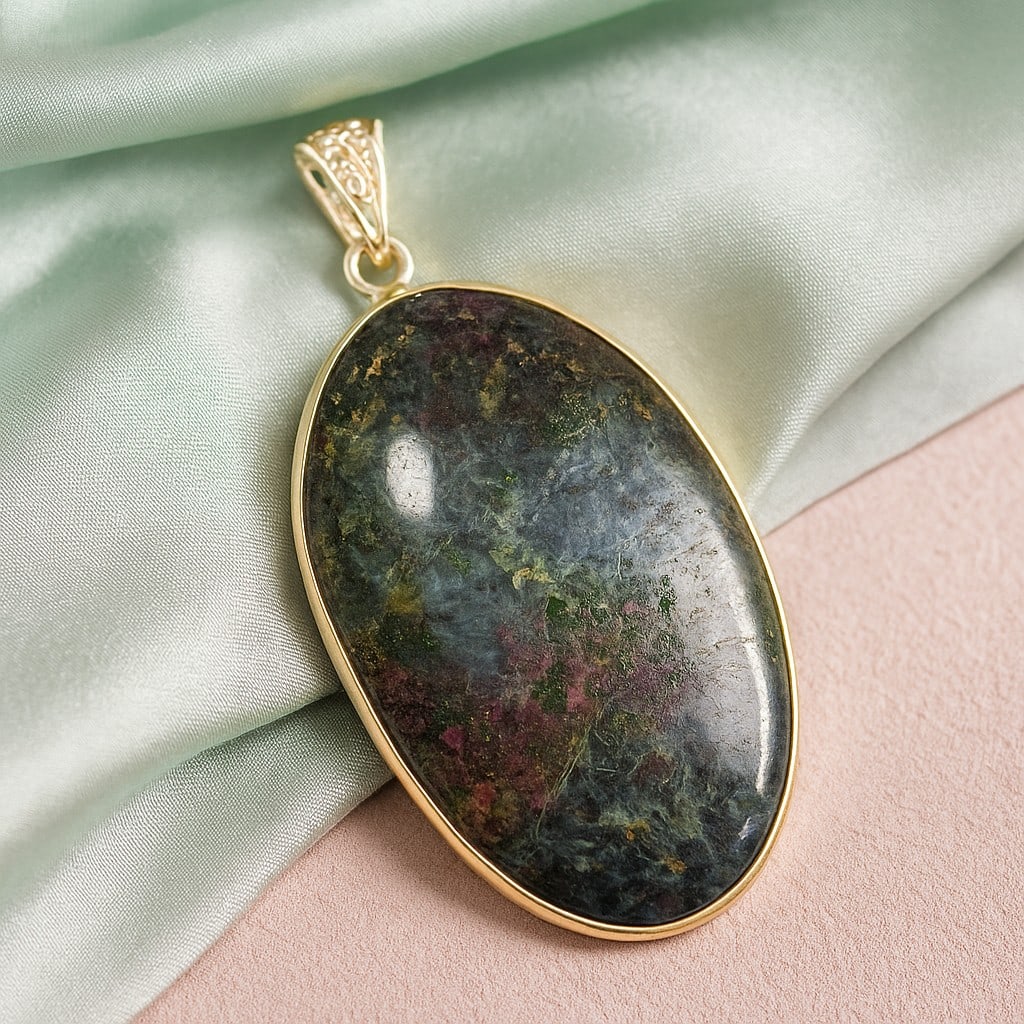 RUBY KYANITE 925 STERLING SILVER PENDANT: RUBY KYANITE 925 STERLING SILVER PENDANT Product Type : PENDANT Main Stone : RUBY KYANITE Main Stone Color : MULTICOLOR Metal : STERLING SILVER Metal Purity : 925 Pendant Size : 2.2" Inches Pendant We