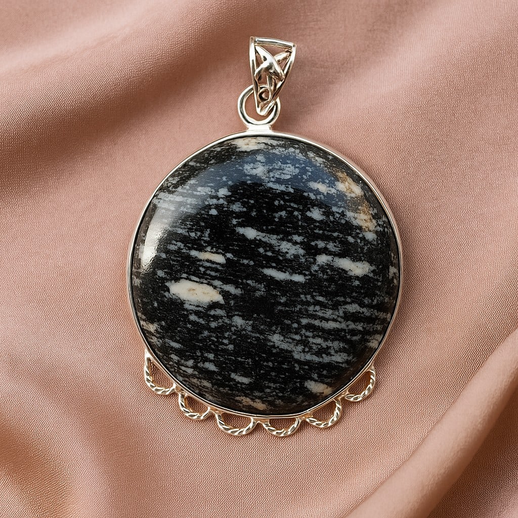 JASPER 92.5 STERLING SILVER PENDANT: JASPER 92.5 STERLING SILVER PENDANT Product Type : PENDANT Main Stone : JASPER Main Stone Color : MULTICOLOR Metal : STERLING SILVER Metal Purity : 925 Pendant Size : 1.3" Inches Pendant Weight : 13.2