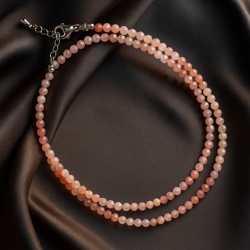 Natural Pink Opal Gemstone 3 MM Round Micro Faceted Beads Necklace: Natural Pink Opal Gemstone 3 MM Round Micro Faceted Beads Necklace Gemstone : Pink Opal Shape : Round Beads Beads Size : 3 MM Beads Type : Micro Faceted Necklace Length : 17.5 Inches + 2.5 Inches A