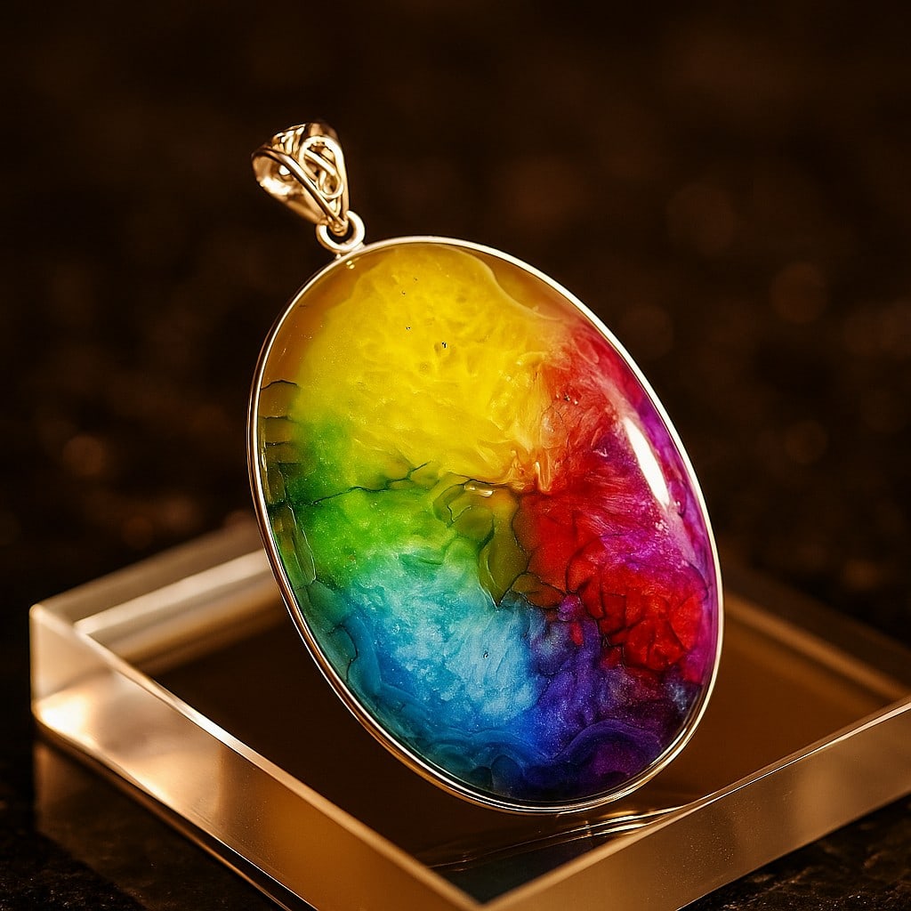 SOLAR QUARTZ 925 STERLING SILVER PENDANT: SOLAR QUARTZ 925 STERLING SILVER PENDANT Product Type : PENDANT Main Stone : SOLAR QUARTZ Main Stone Color : MULTICOLOR Metal : STERLING SILVER Metal Purity : 925 Pendant Size : 2.5" Inches Pendant We