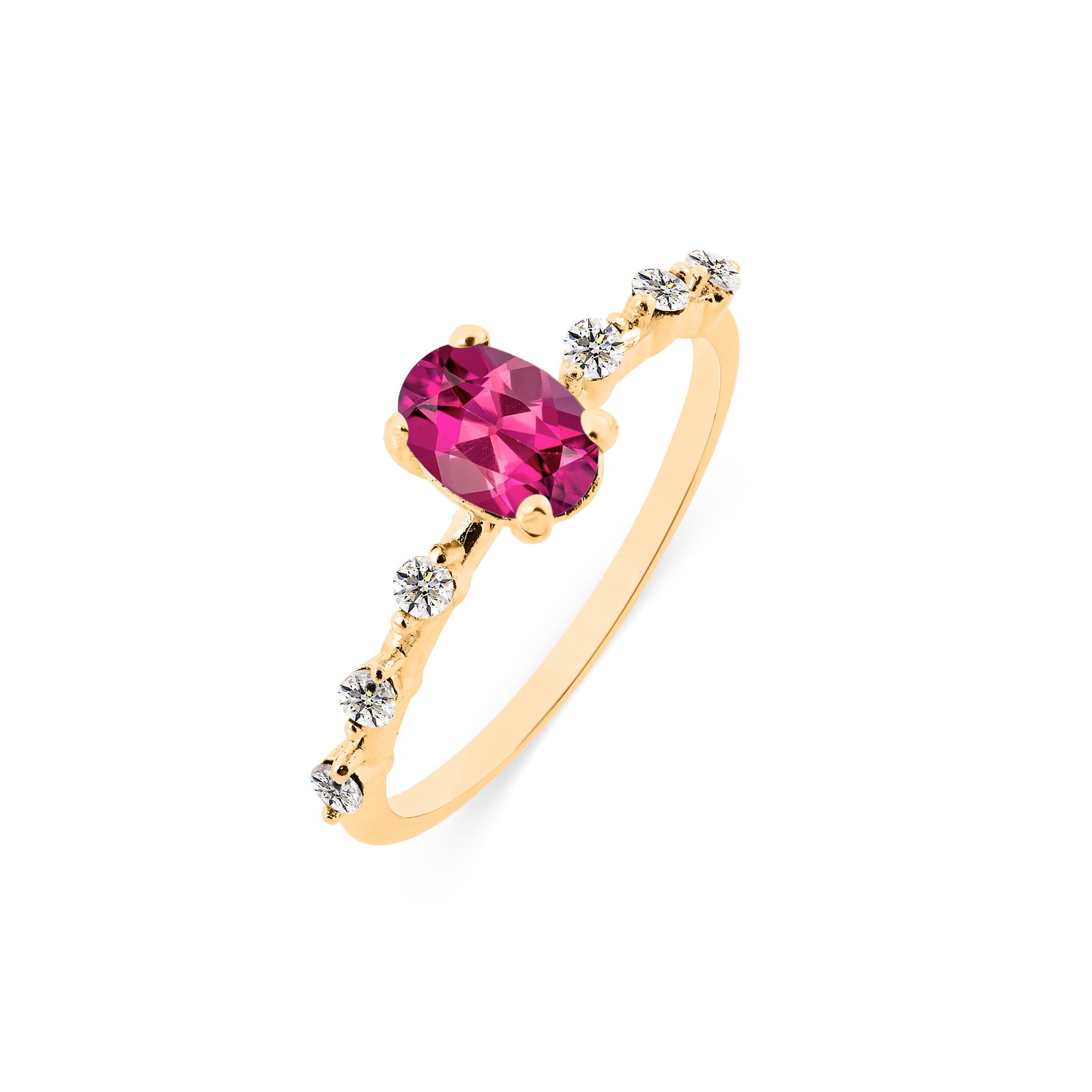 Natural Tourmaline & Diamond 14 KT Yellow Gold Ring (1 of 3)