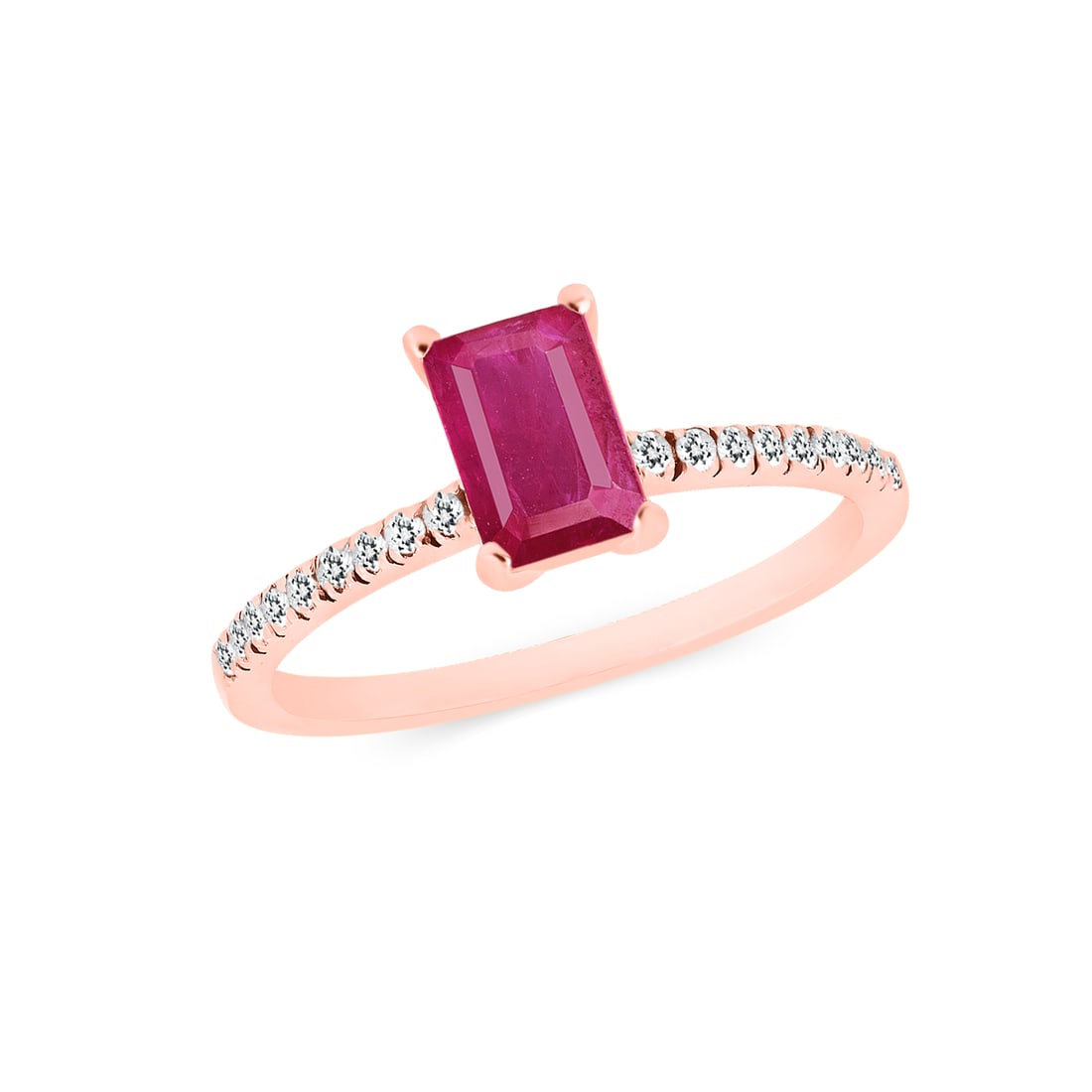 Natural Ruby & Diamond 14 KT Rose Gold Ring (1 of 3)