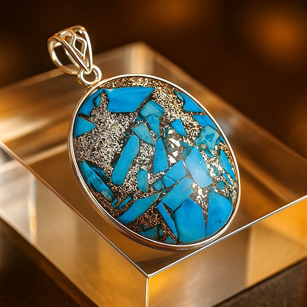 COPPER TURQUOISE 925 STERLING SILVER PENDANT: COPPER TURQUOISE 925 STERLING SILVER PENDANT Product Type : PENDANT Main Stone : COPPER TURQUOISE Main Stone Color : MULTICOLOR Metal : STERLING SILVER Metal Purity : 925 Pendant Size : 2" Inches Pend