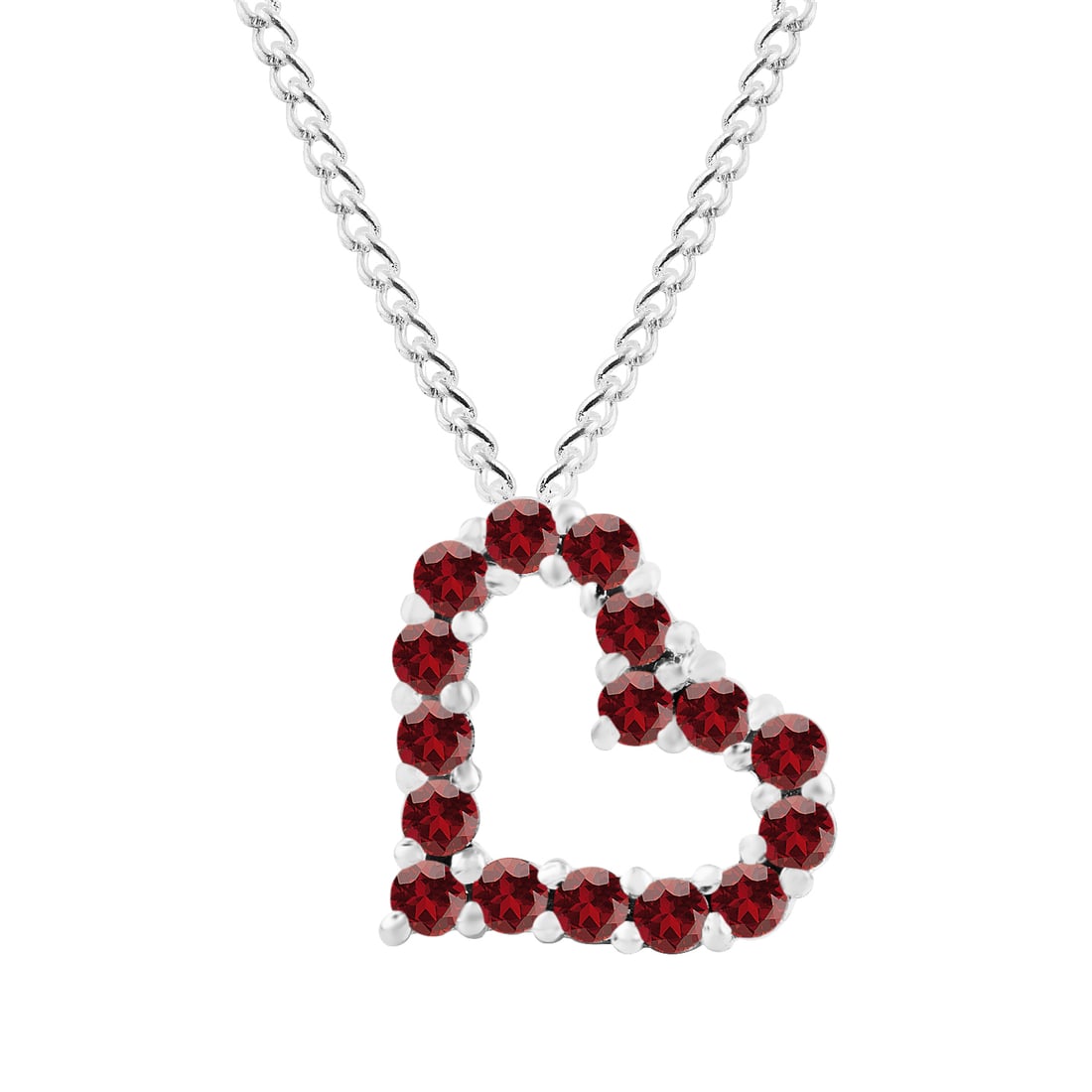 Natural Garnet 14 KT White Gold Heart Pendant (1 of 2)