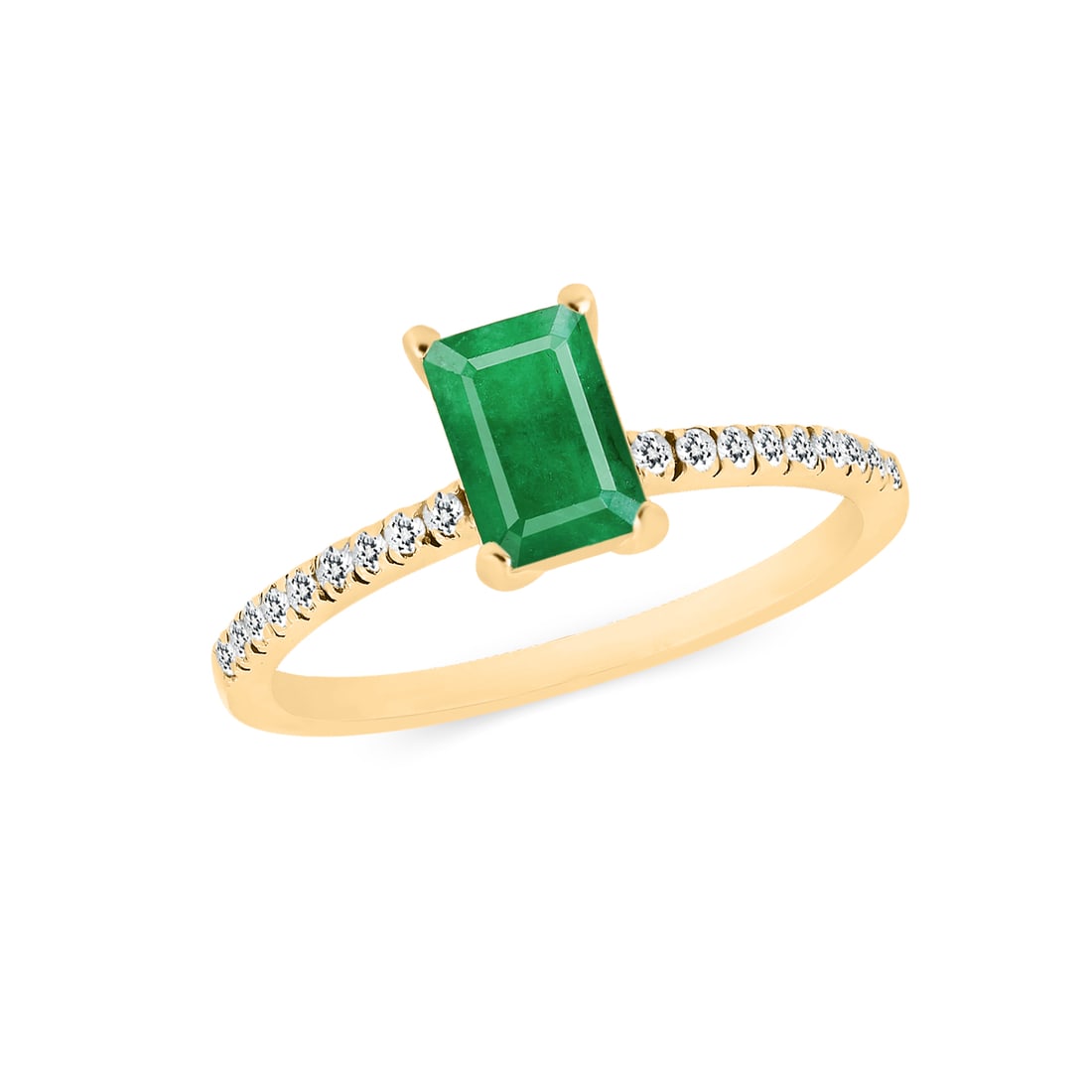 Natural Emerald & Diamond 14 KT Yellow Gold Ring (1 of 3)