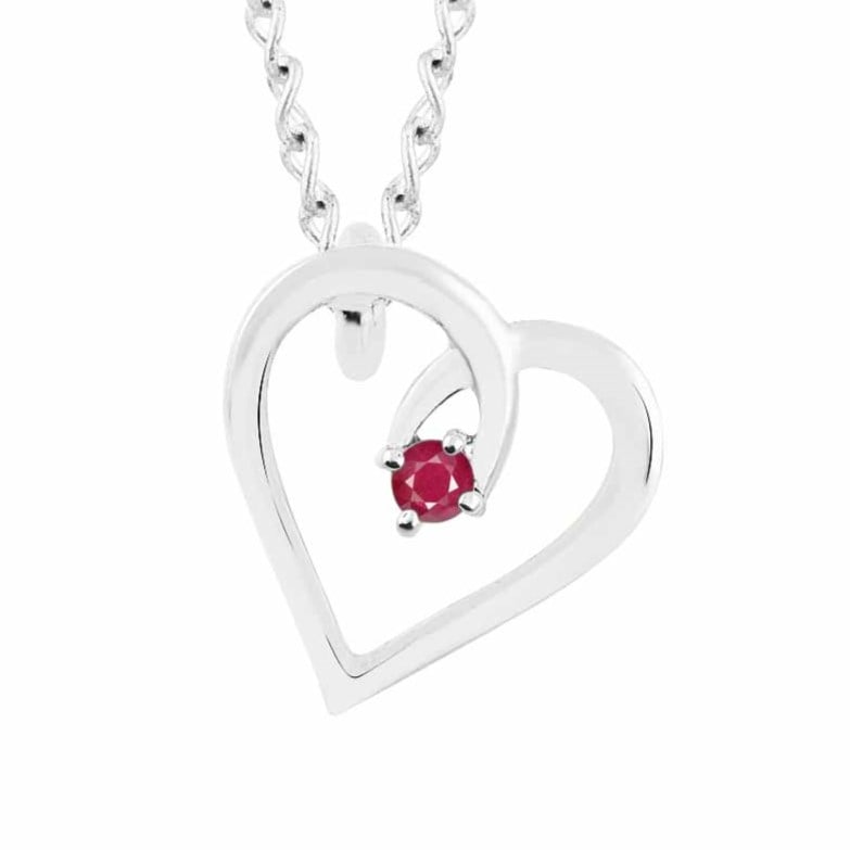 Natural Ruby 14 KT White Gold Heart Pendant (1 of 3)