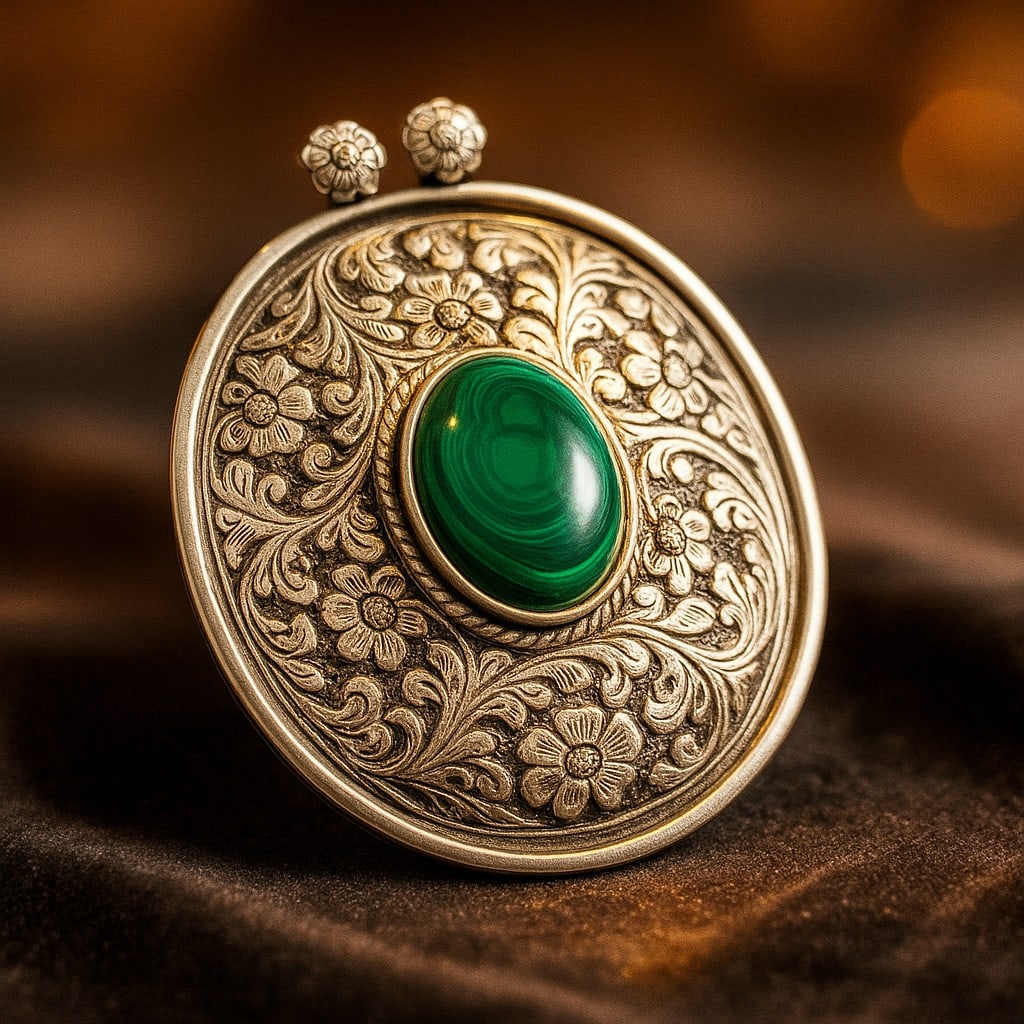 MALACHITE GEMSTONE 925 STERLING SILVER PENDANT: MALACHITE GEMSTONE 925 STERLING SILVER PENDANT Product Type : PENDANT Main Stone : MALACHITE Main Stone Shape : OVAL Main Stone Size : 24X18 MM Main Stone Color : GREEN Metal : STERLING SILVER Metal P