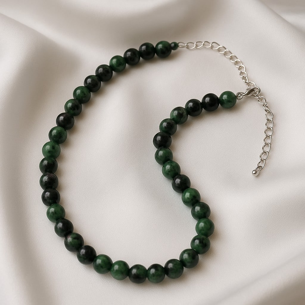 Natural Ruby Zoisite 8 MM Round Smooth Beads Necklace (1 of 5)
