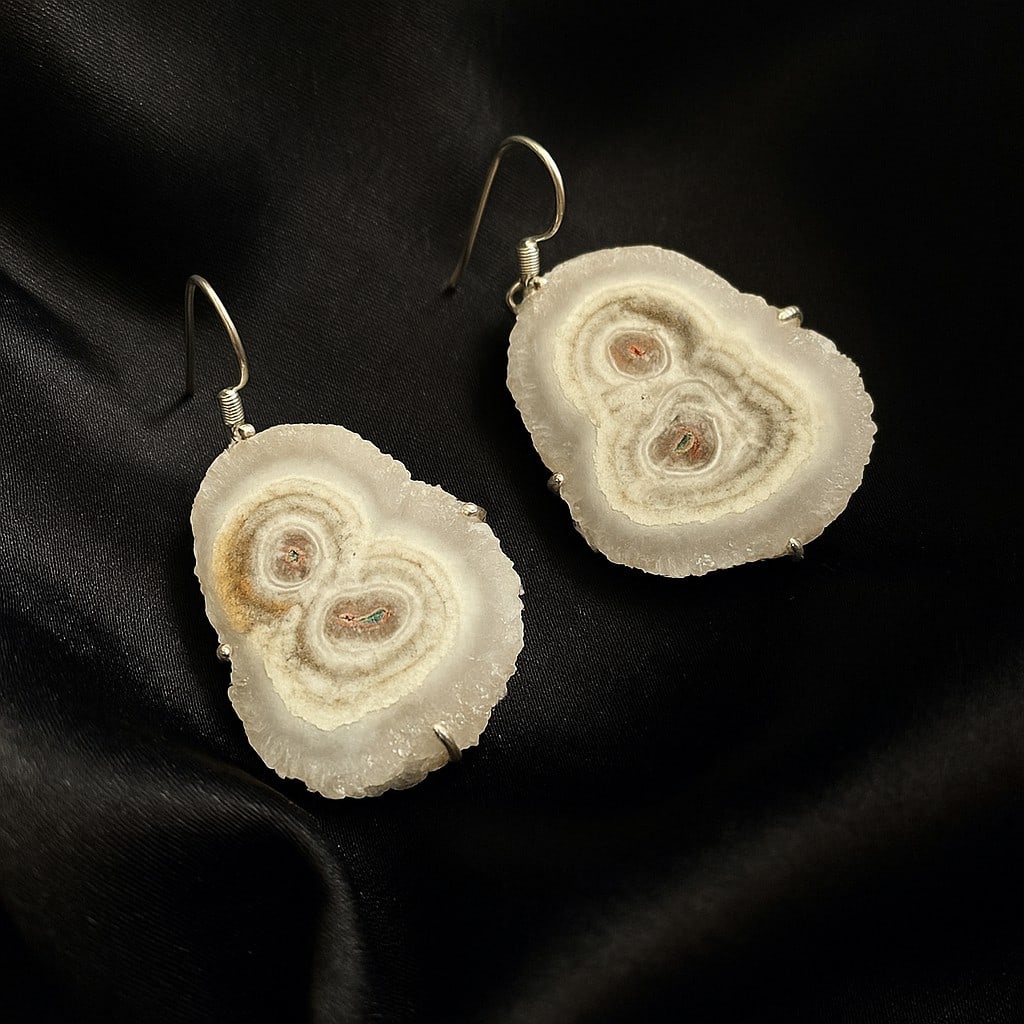 SOLAR QUARTZ GEMSTONE 92.5 STERLING SILVER EARRING (1 of 5)