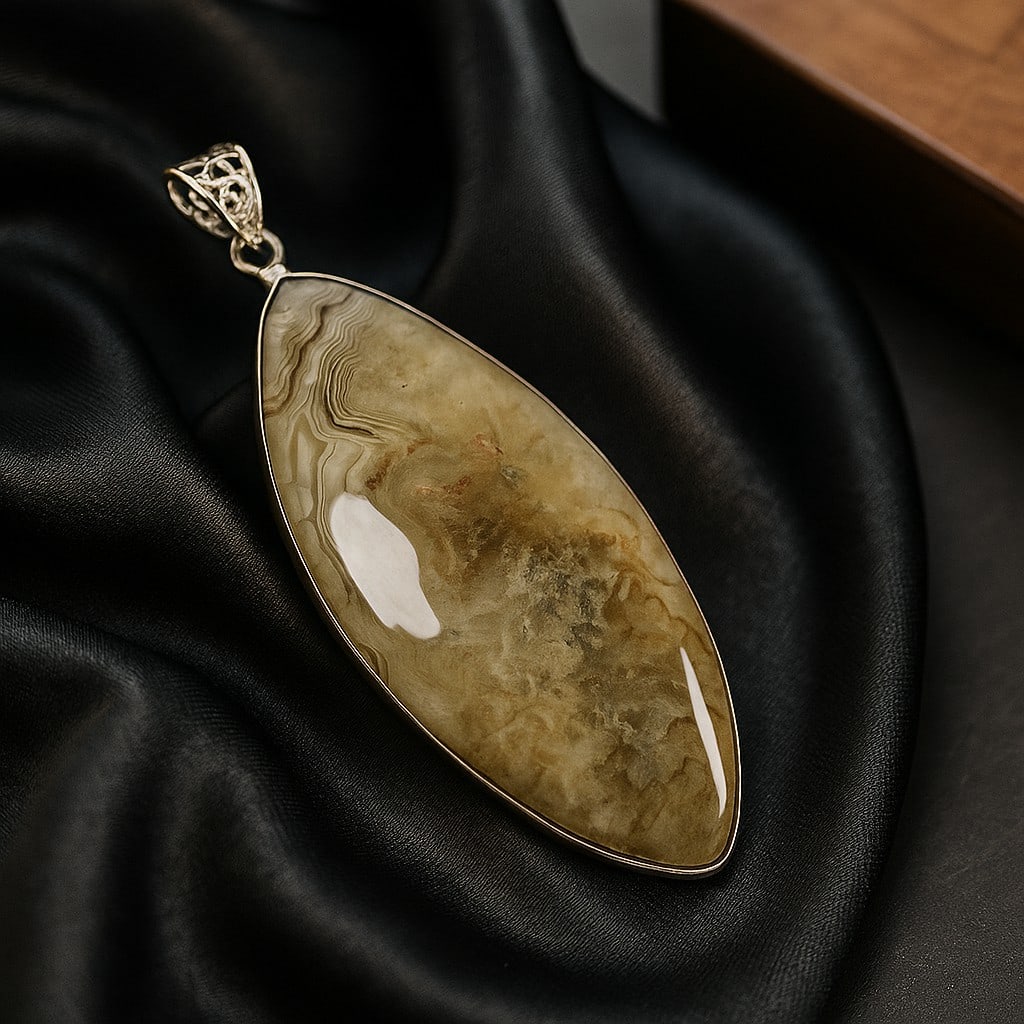 CRAZYLACE AGATE 925 STERLING SILVER PENDANT (1 of 3)