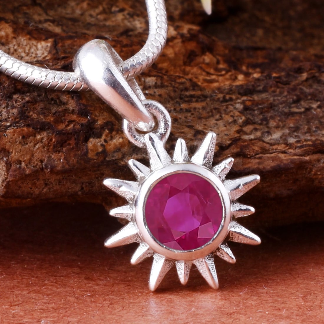Natural Ruby 14 KT White Gold Pendant (1 of 4)