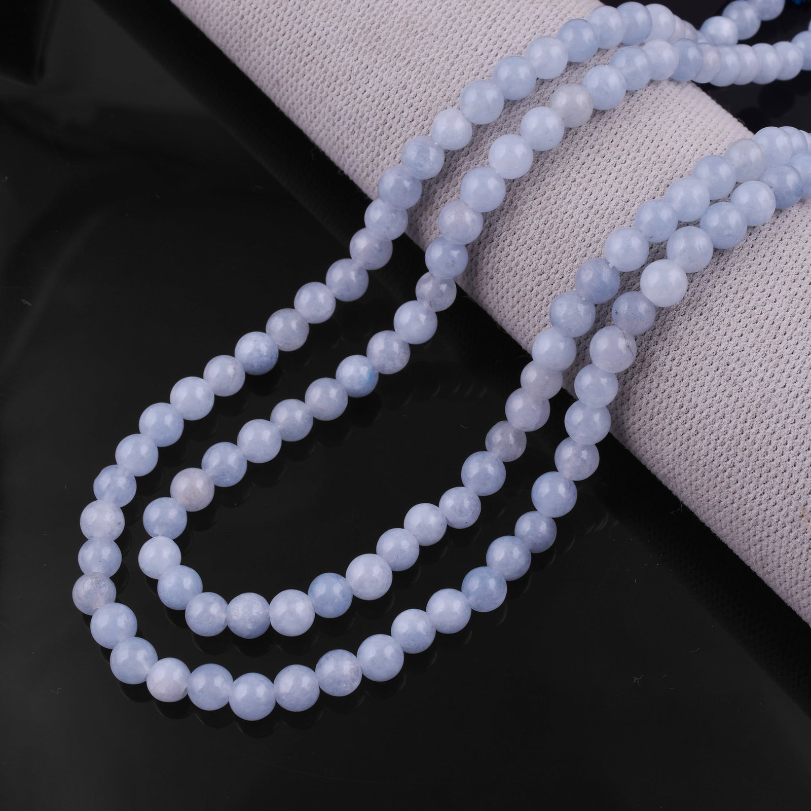 Natural Aquamarine Necklace 6 MM Round Smooth 2 String Beads Gemstone (1 of 5)