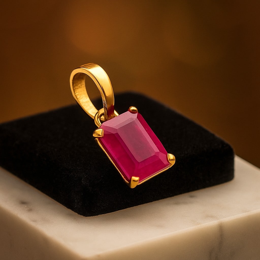 NATURAL RUBY GEMSTONE 14KT YELLOW GOLD HANDMADE PENDANT JEWELRY (1 of 2)