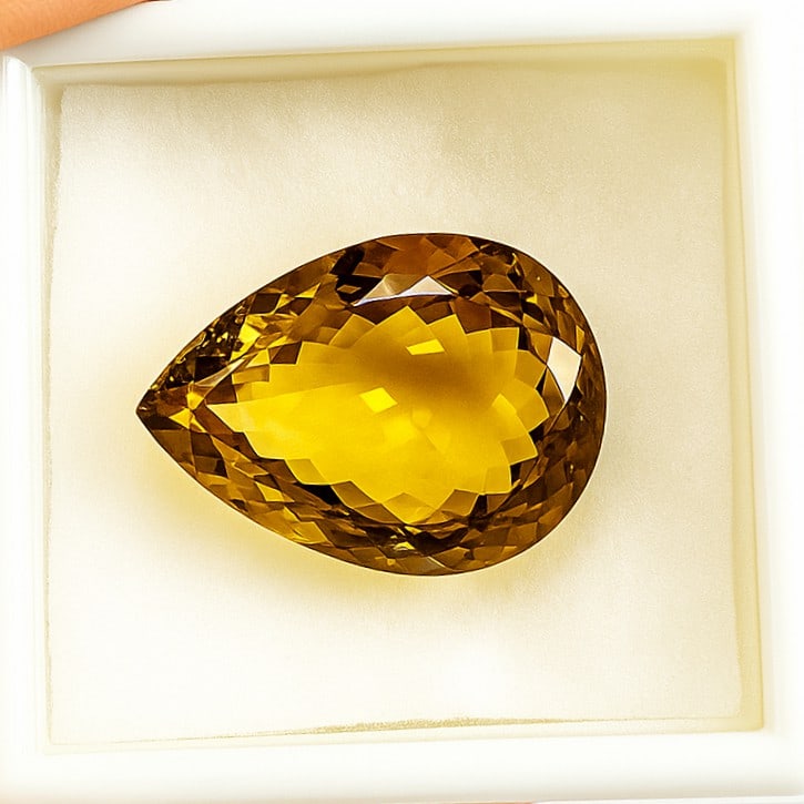 Natural Honey Quartz Pear Faceted Cut 45.55 Carats Gemstone (1 of 4)