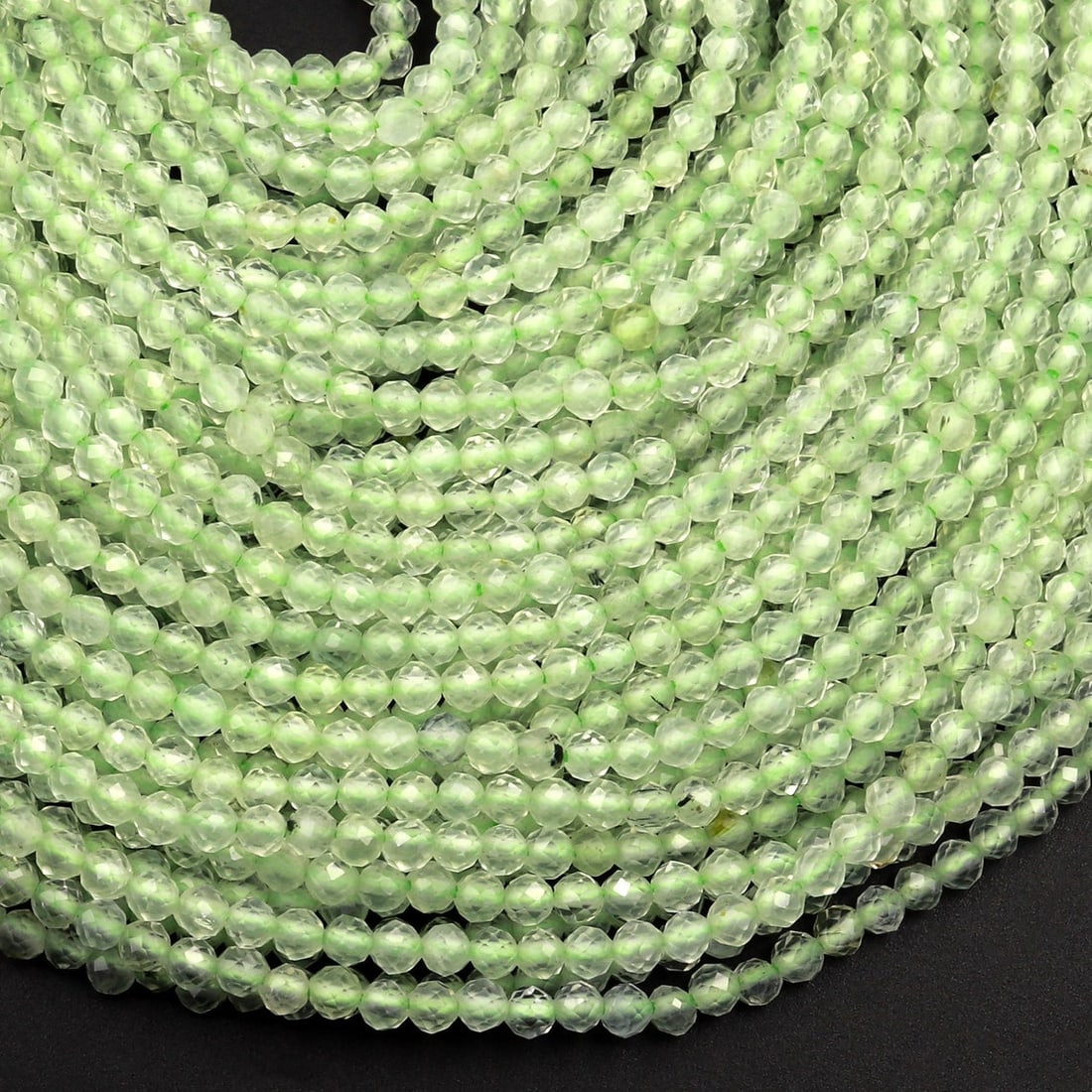 Natural Prehnite Gemstone 4 mm Round Faceted Cut Beads 10 Strand: Natural Prehnite Gemstone 4 mm Micro Round Faceted Cut Beads Rondelle 10 Strand 15.5 Inches Each Product Type : Loose Beads Strand Gemstone : Prehnite Beads Shape : Round Faceted Cut Beads Size : 4