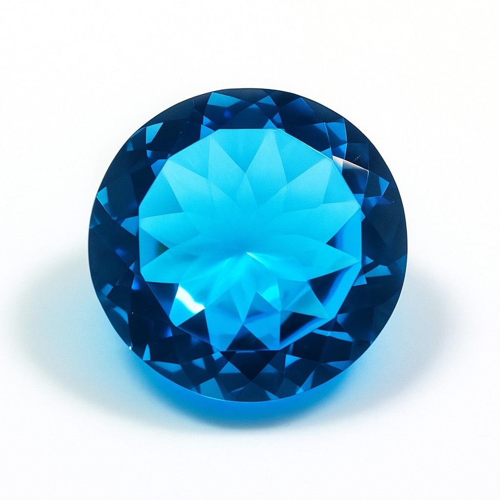 Natural Swiss Blue Topaz Round Faceted Cut 19.34 Carats Gemstone (1 of 4)