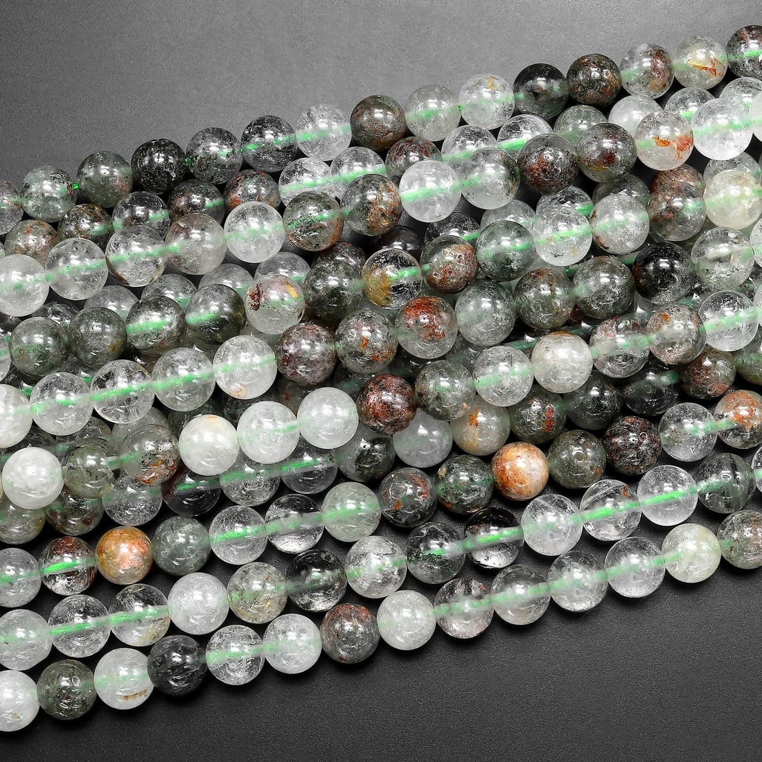Natural Green Phantom Quartz Lodalite Gemstone 6 MM Round Smooth Plain Beads 10 Strand (1 of 5)