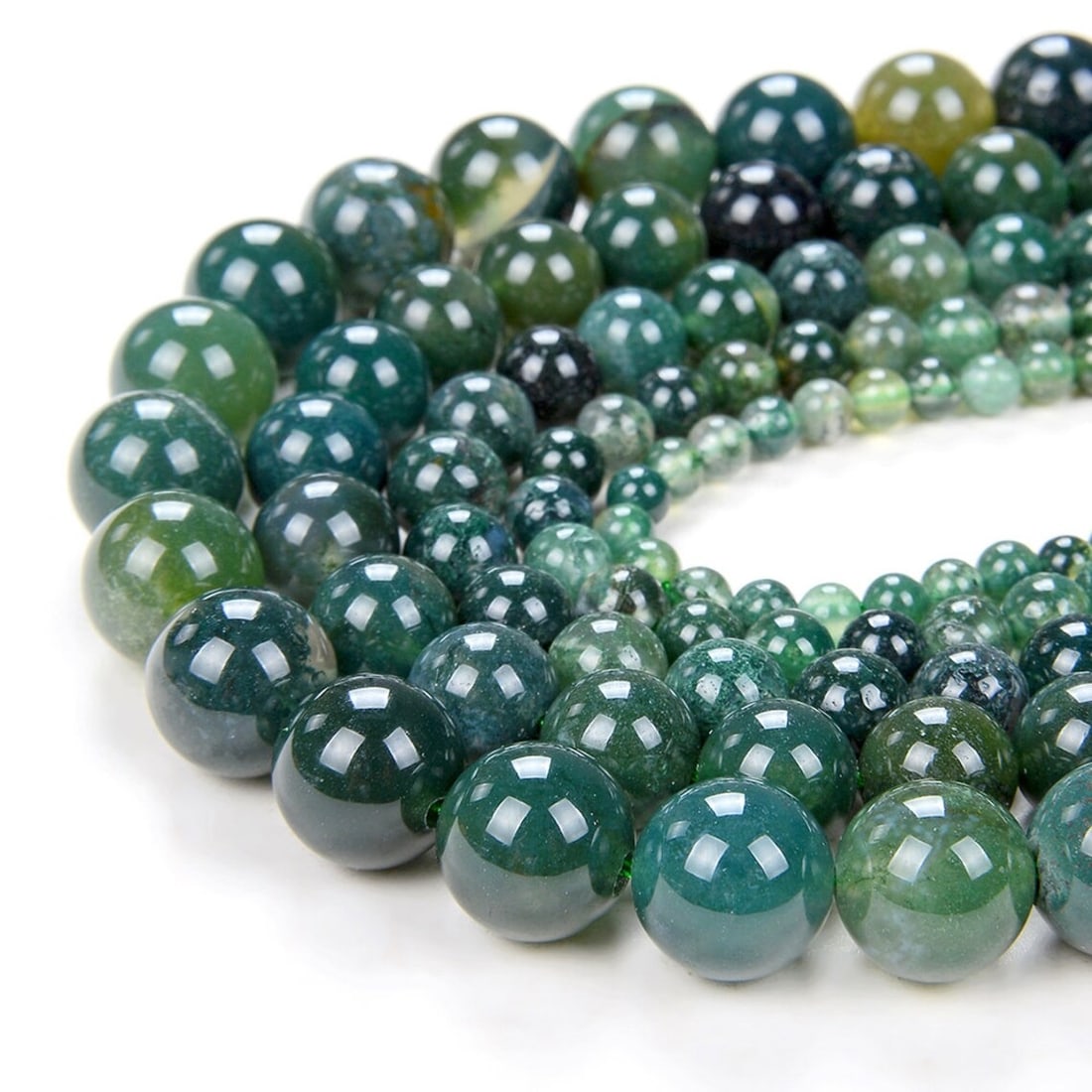 Natural Moss Agate Gemstone 8 mm Round Smooth Plain Beads 10 Strand (1 of 4)