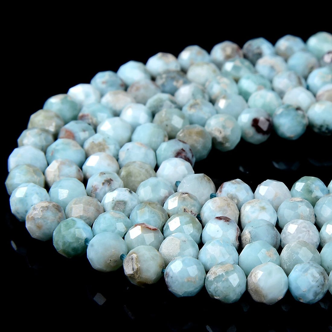 Natural Larimar Gemstone 4 MM Round Micro Faceted Beads 5 Strand (1 of 3)