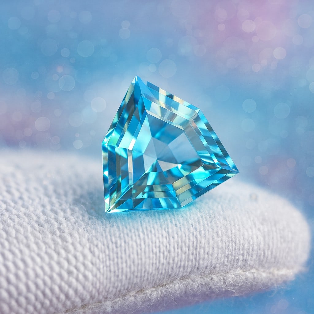 Natural Blue Topaz Trillion Hexagon Faceted Cut 9.15 Cts. Gemstone (1 of 4)