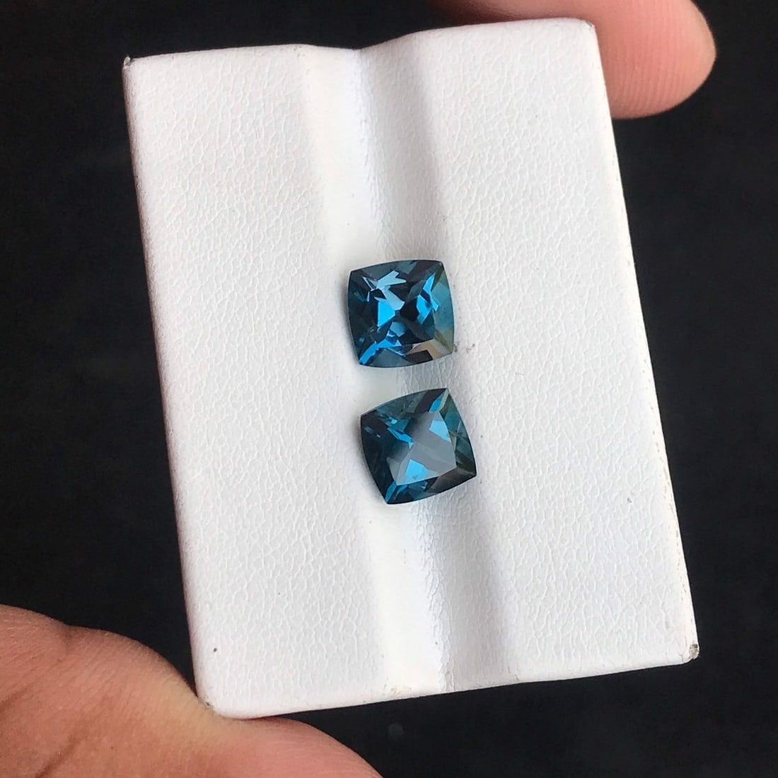 Natural London Blue Topaz 11x11 MM Cushion Cut Gemstone Pair (1 of 3)