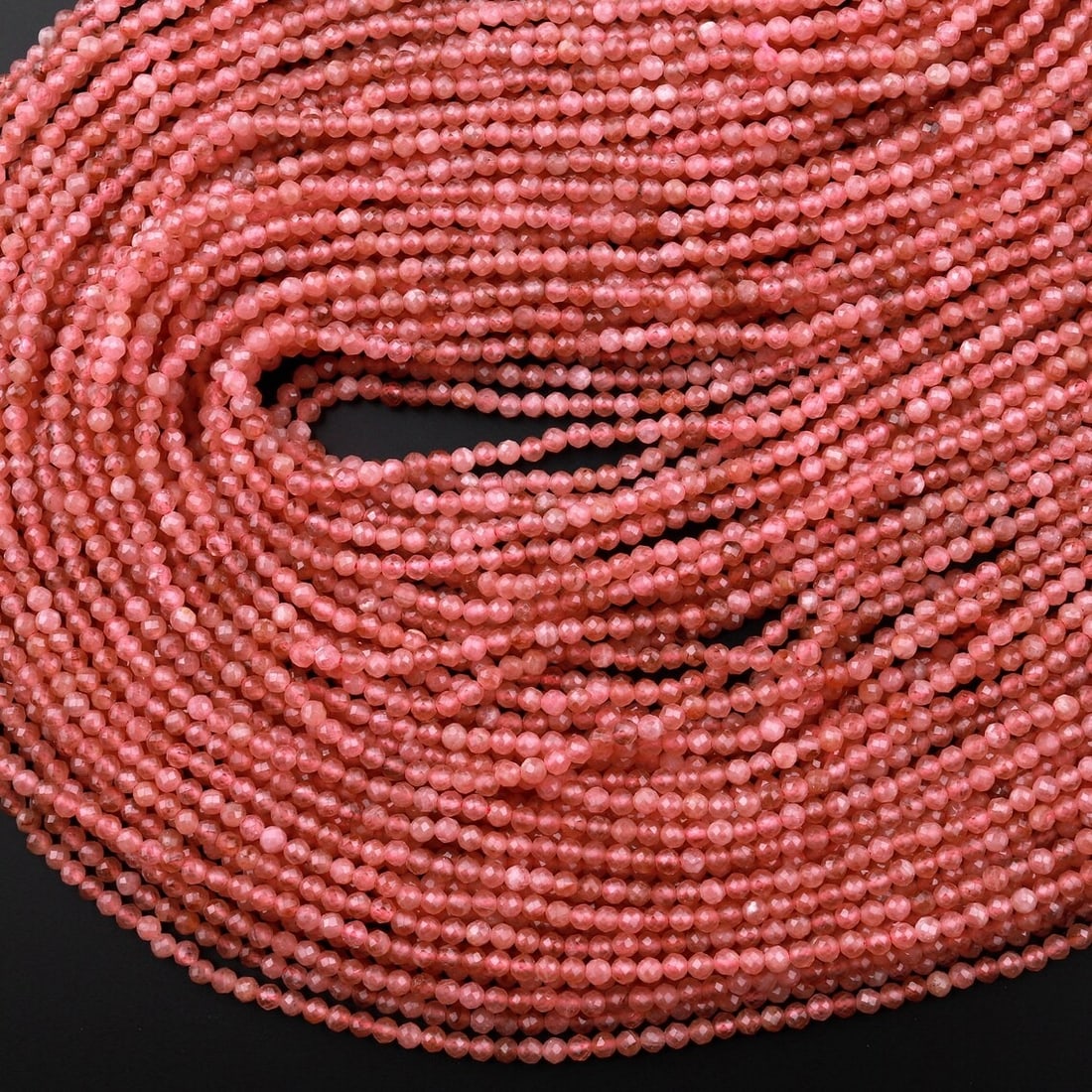 Natural Rhodochrosite AAA Quality Gemstone 3 mm Round Micro Faceted Beads 10 Strand: Natural Rhodochrosite AAA Quality Gemstone 3 mm Round Micro Faceted Beads 10 Strand Product Type : Loose Beads Strand Gemstone : Rhodochrosite AAA Quality Beads Shape : Round Micro Faceted Beads Size 