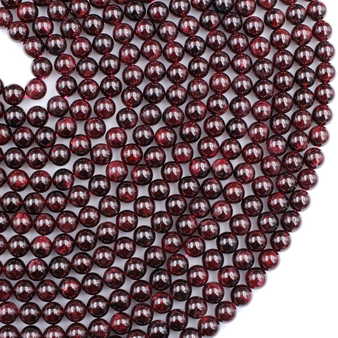 Natural Garnet Gemstone 6 mm Round Smooth Plain Beads 5 Strand (1 of 6)