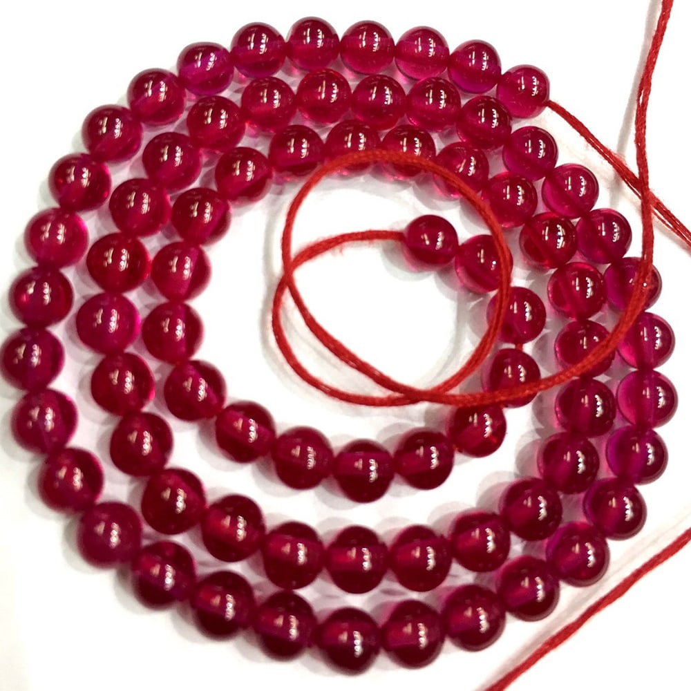 Natural Ruby Gemstone 8 mm Round Smooth Plain Beads 1 Strand: Natural Ruby Gemstone 8 mm Micro Round Smooth Plain Beads Rondelle 1 Strand 15.5 Inches Each Product Type : Loose Beads Strand Gemstone : Ruby Beads Shape : Round Smooth Plain Beads Size : 8 mm <