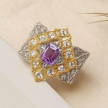 Natural Amethyst Gemstone 92.5 Sterling Silver Adjustable Ring (1 of 7)