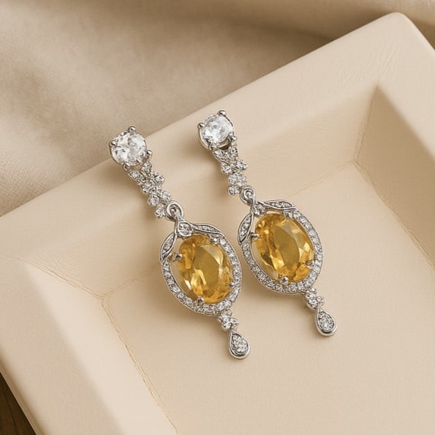 Natural Citrine Gemstone 92.5 Sterling Silver Push Back Earring: Natural Citrine Gemstone 92.5 Sterling Silver Push Back Earring Jewelry Type : Earring Gemstone : Citrine Gemstone Shape : Oval Gemstone Size : 8x6 MM Metal : Sterling Silver Metal Purity :