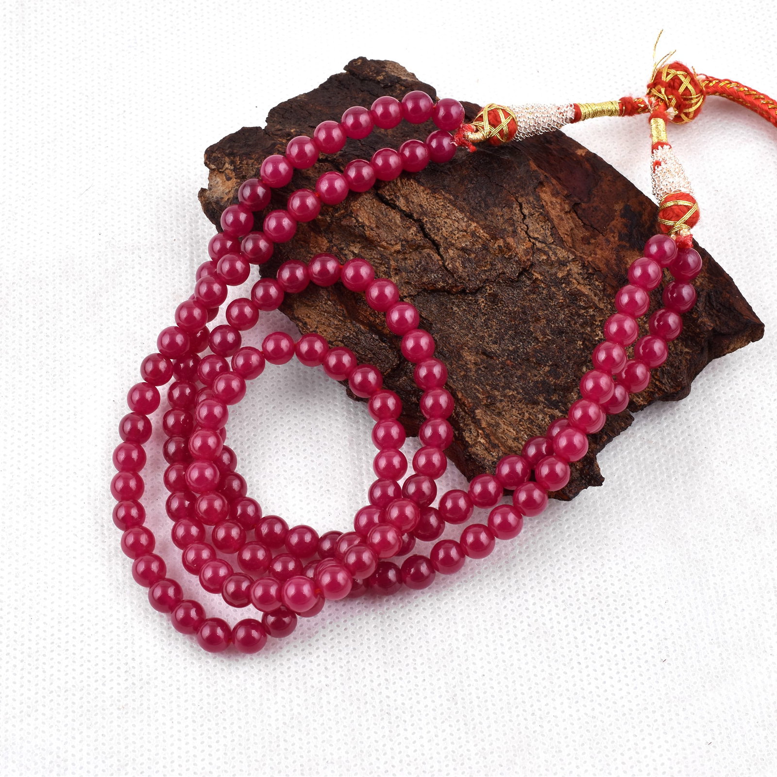 Ruby Necklace 6 MM Round Smooth 2 String Beads Gemstone (1 of 5)