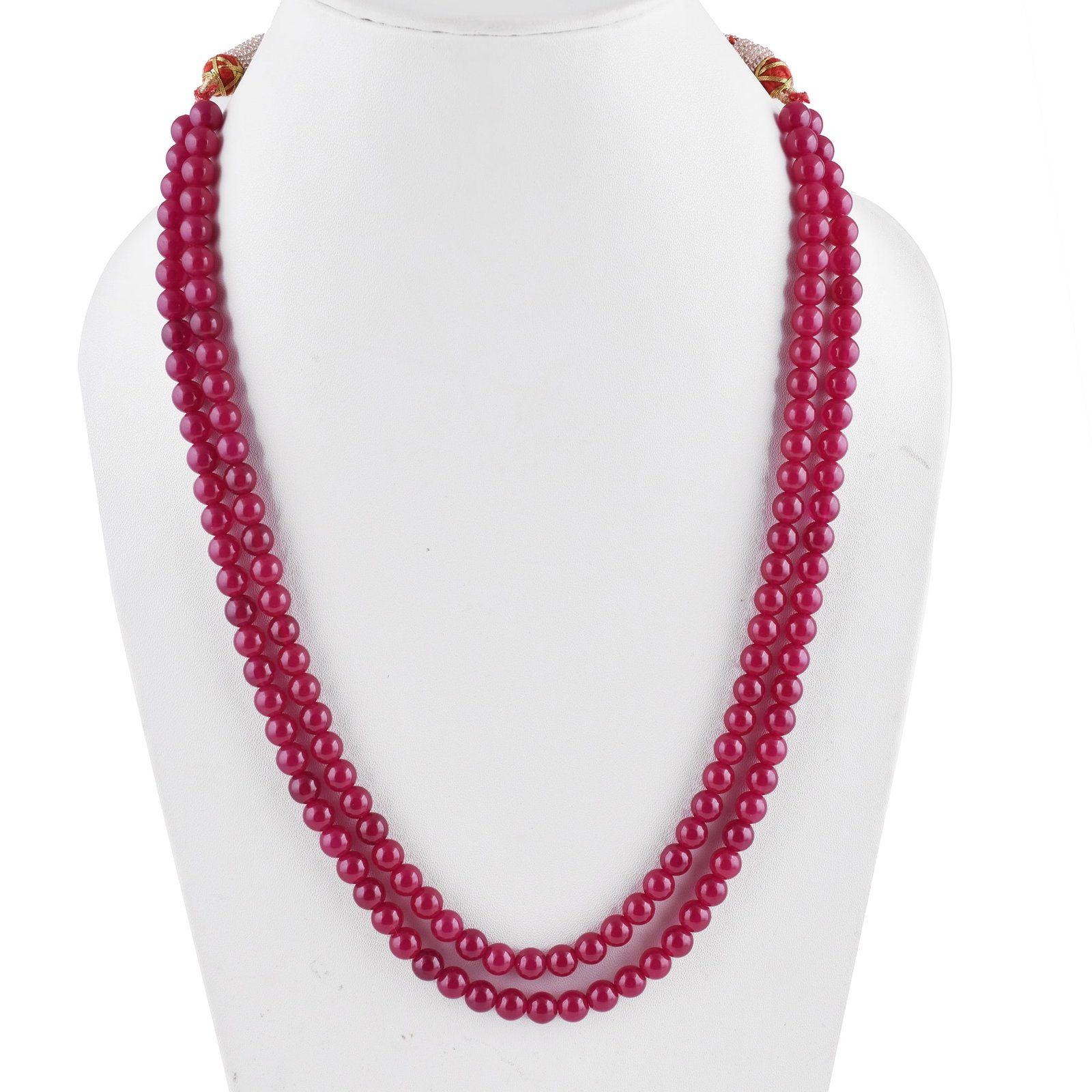 Ruby Necklace 6 MM Round Smooth 2 String Beads Gemstone - 2
