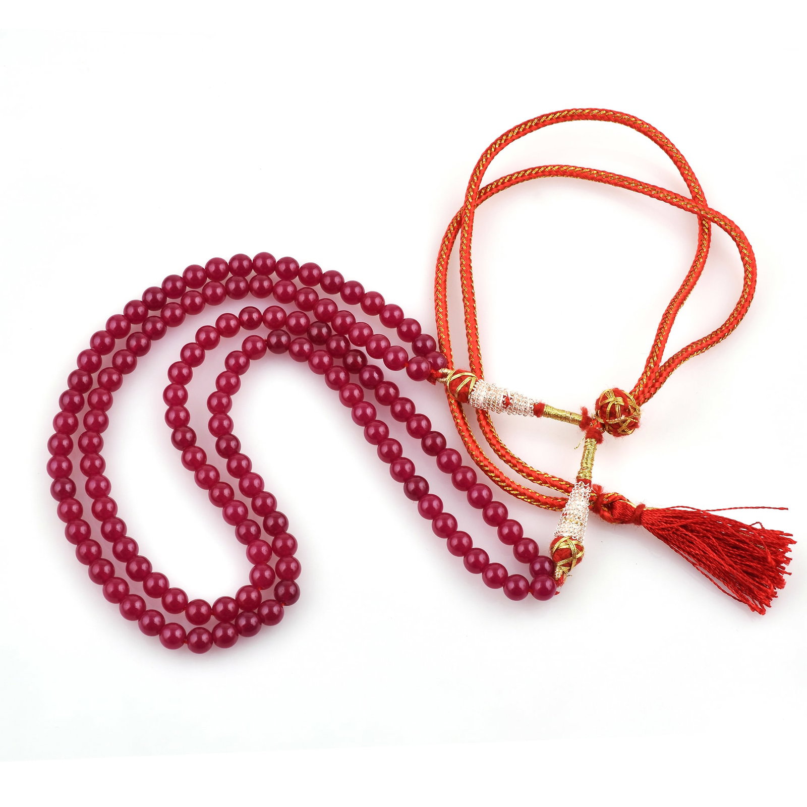 Ruby Necklace 6 MM Round Smooth 2 String Beads Gemstone - 4