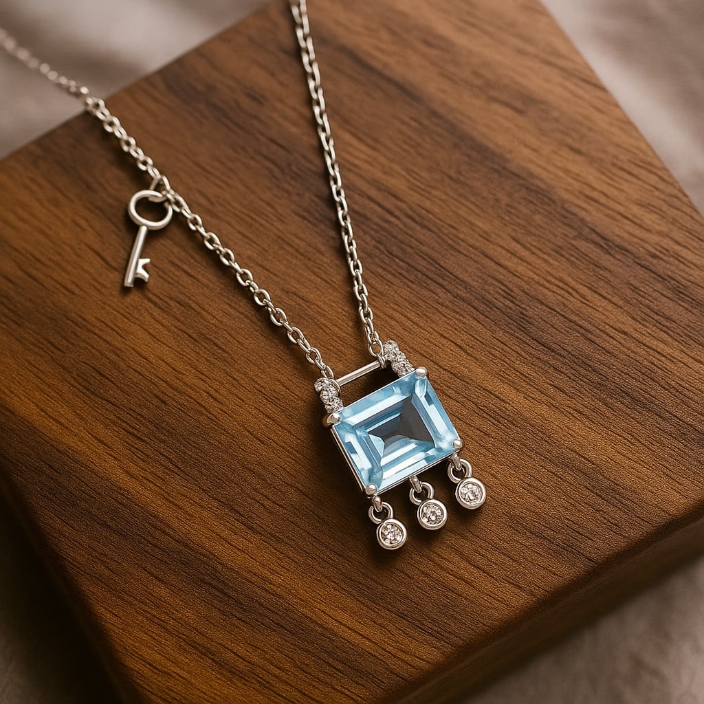 Natural Blue Topaz Gemstone 92.5 Sterling Silver Adjustable Necklace: Natural Blue Topaz Gemstone 92.5 Sterling Silver Adjustable Necklace Jewelry Type : Necklace Gemstone : Blue Topaz Gemstone Shape : Octagon Gemstone Size : 10x8 MM Metal : Sterling Silver Me