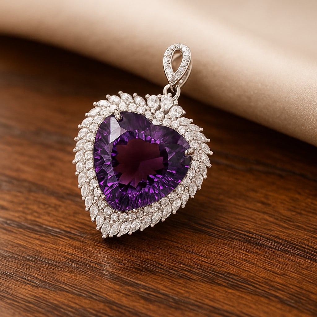 Natural Amethyst Gemstone 92.5 Sterling Silver Pendant (1 of 7)
