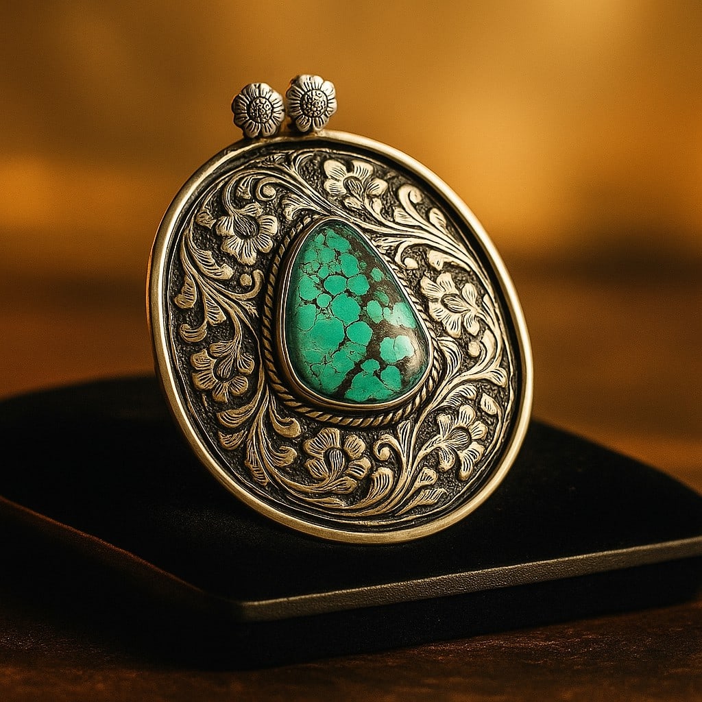 TURQUOISE GEMSTONE 925 STERLING SILVER PENDANT (1 of 5)