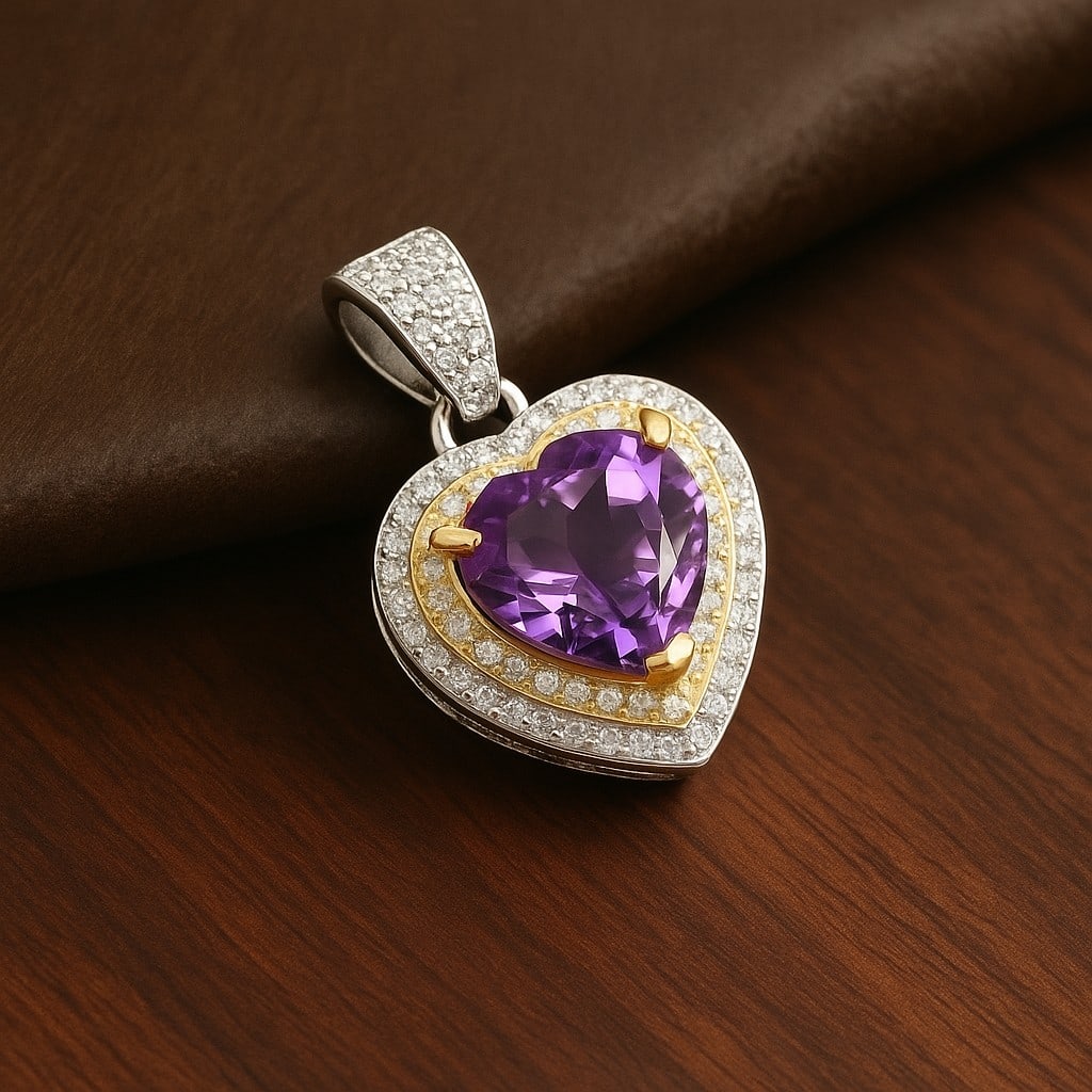 Natural Amethyst Gemstone 92.5 Sterling Silver Pendant (1 of 7)