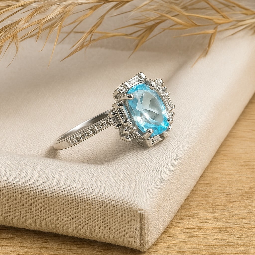 Natural Blue Topaz Gemstone 92.5 Sterling Silver Adjustable Ring: Natural Blue Topaz Gemstone 92.5 Sterling Silver Adjustable Ring Jewelry Type : Ring Gemstone : Blue Topaz Gemstone Shape : Oval Gemstone Size : 8x6 MM Metal : Sterling Silver Metal Purity :