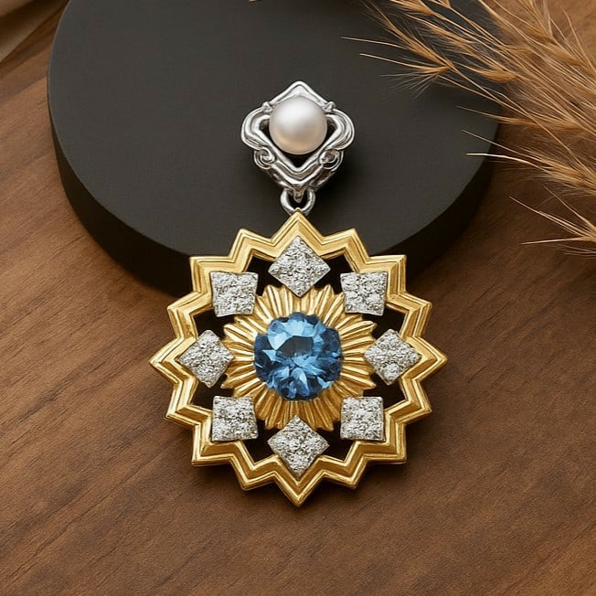Natural Swiss Blue Topaz Gemstone 92.5 Sterling Silver Pendant: Natural Swiss Blue Topaz Gemstone 92.5 Sterling Silver Pendant Jewelry Type : Pendant Gemstone : Swiss Blue Topaz Gemstone Shape : Round Gemstone Size : 6.5 MM Metal : Sterling Silver Metal