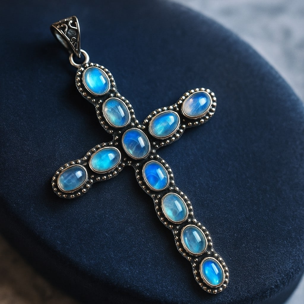 RAINBOW MOONSTONE 92.5 STERLING SILVER PENDANT (1 of 5)