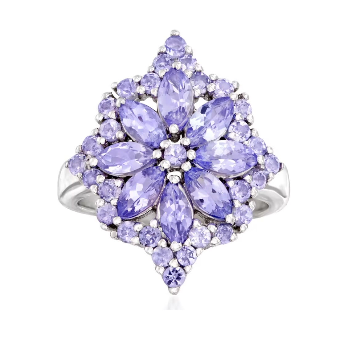Natural Tanzanite Gemstone 925 Sterling Silver Ring: Natural Tanzanite Gemstone 925 Sterling Silver Ring Jewelry Type : Ring Main Stone : Tanzanite Main Stone Shape and Size : Marquise 6x3 MM (8 Pieces) , Round 2 MM (29 Piece) Main Stone Color : Blue Me