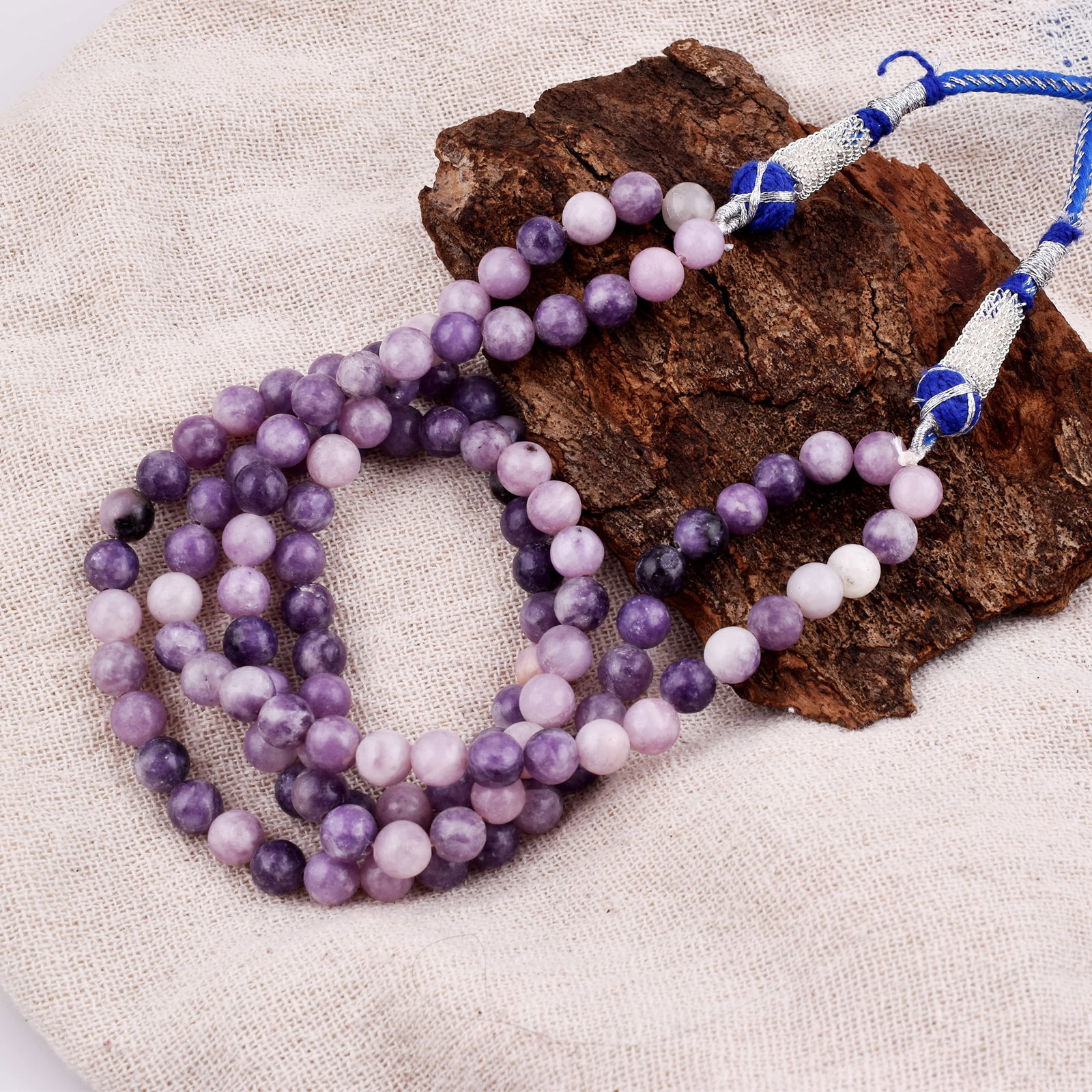Natural Lepidolite Necklace 6 MM Round Smooth 2 String Beads Gemstone (1 of 5)
