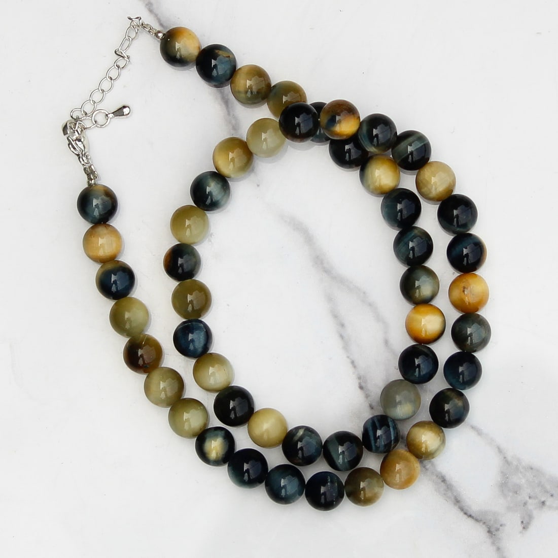 Natural Pietersite Tiger's Eye 8 MM Round Smooth Beads Necklace (1 of 6)