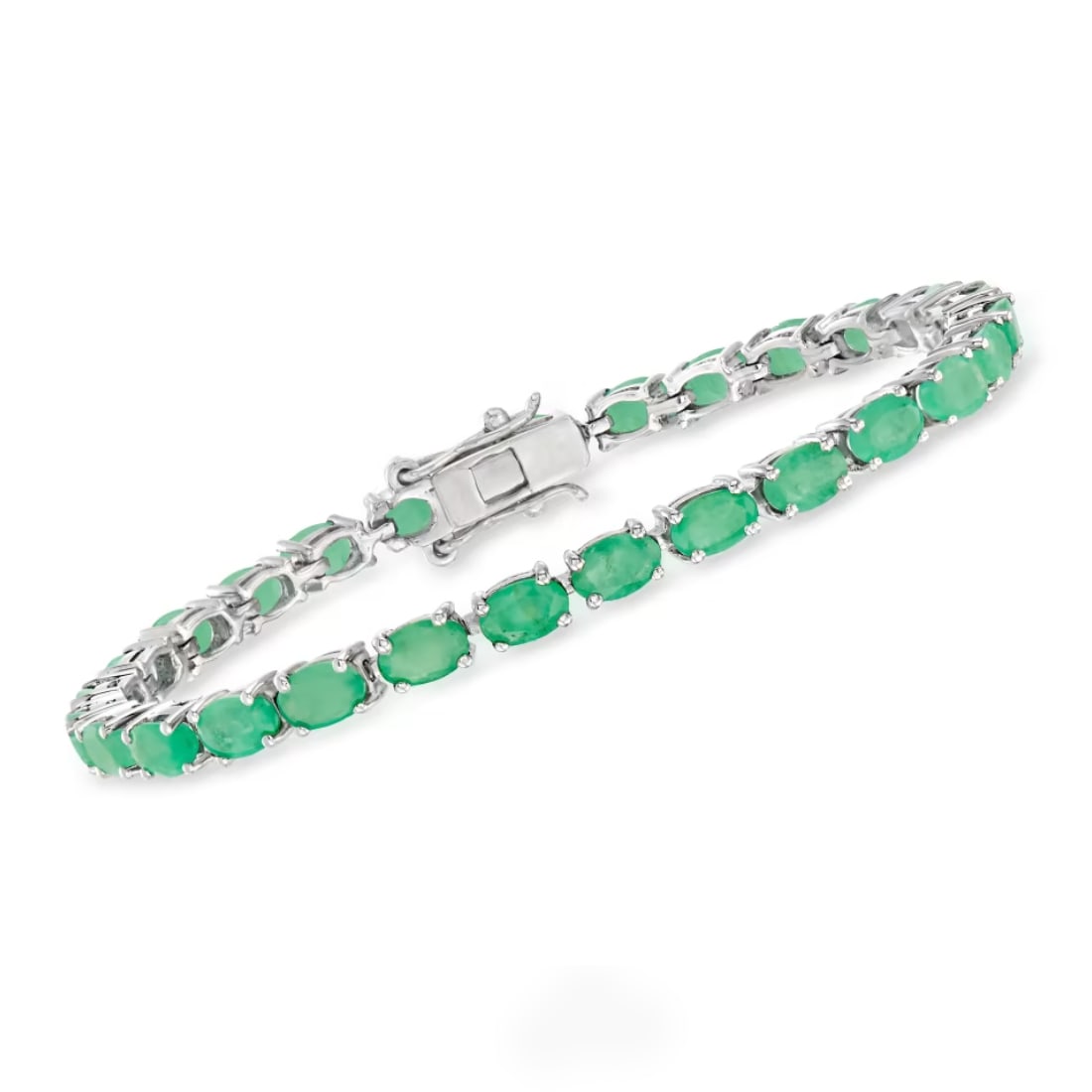 Emerald Gemstone 925 Sterling Silver Tennis Bracelet (1 of 2)