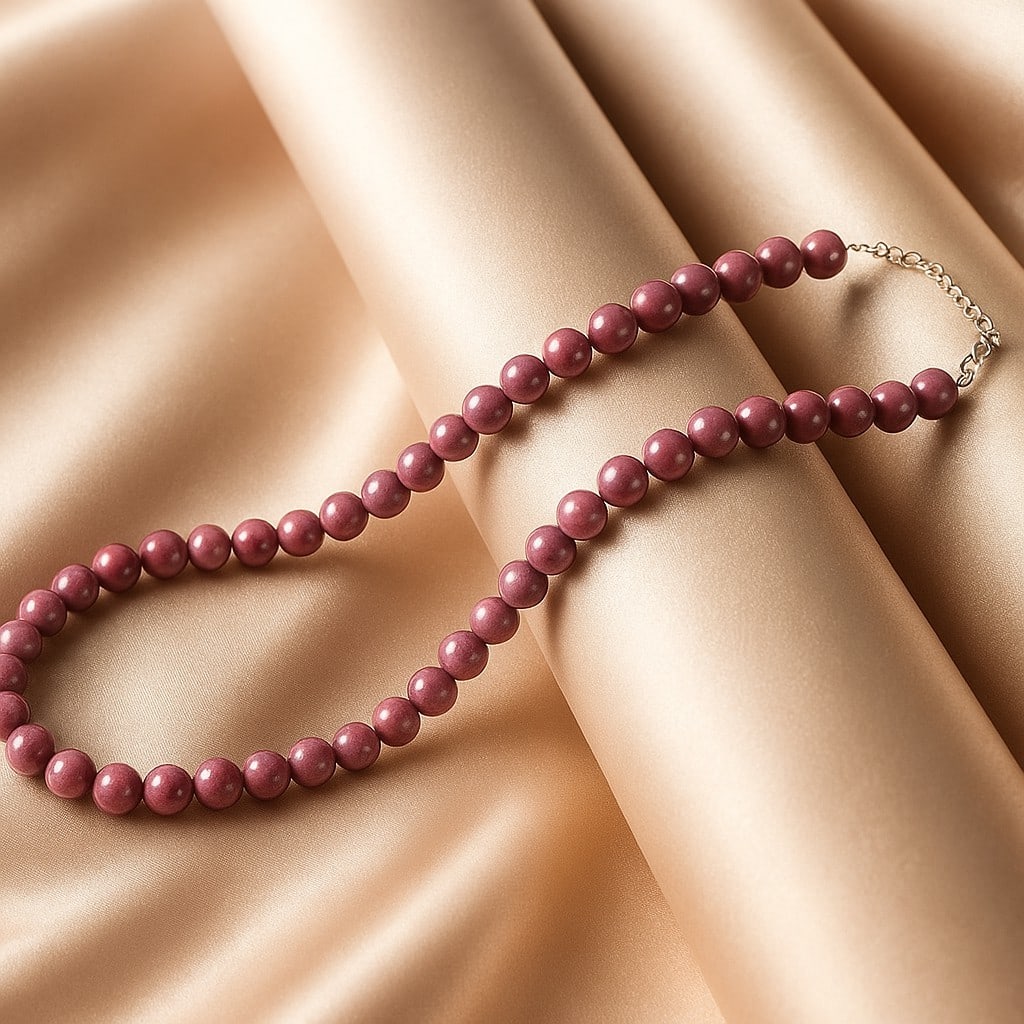 Natural Rhodonite AAA 8 MM Round Smooth Beads Necklace: Natural Rhodonite AAA 8 MM Round Smooth Beads Necklace Gemstone : Rhodonite AAA Shape : Round Beads Beads Size : 8 MM Beads Type : Smooth Necklace Length : 17.5 Inches + 2.5 Inches Adjustable Chain