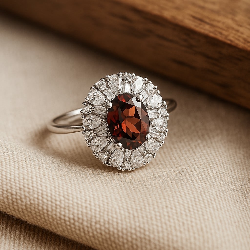 Natural Garnet Gemstone 92.5 Sterling Silver Adjustable Ring: Natural Garnet Gemstone 92.5 Sterling Silver Adjustable Ring Jewelry Type : Ring Gemstone : Garnet Gemstone Shape : Oval Gemstone Size : 8x6 MM Metal : Sterling Silver Metal Purity : 92.